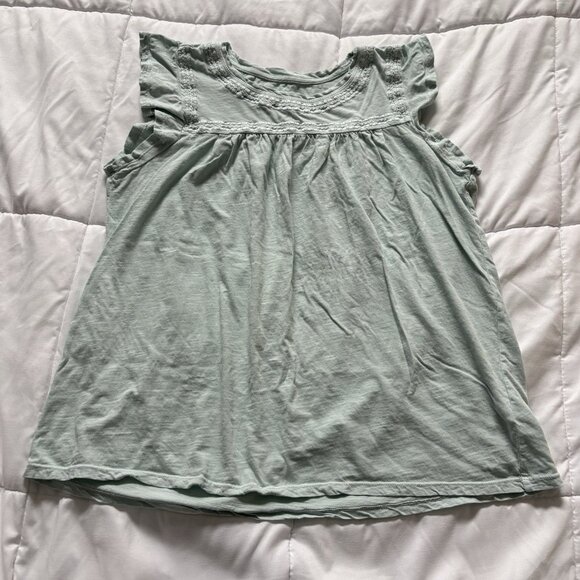 Lucky Brand Tops - Lucky Brand Womens Size Medium Shirt Top Blouse Blue Short Sleeve 100% Cotton